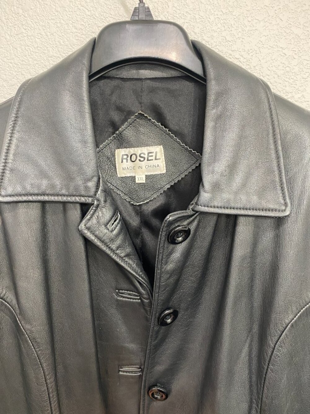 ROSEL Vintage Leather Open Front Blazer Trench 90s Matrix Black XXL - Picture 6 of 10